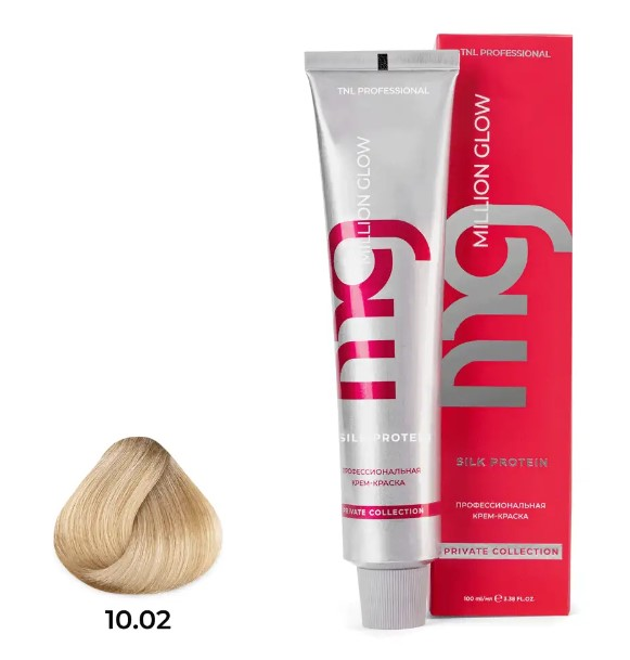 10.02 Платин бл прозрач фиоле Крем-краска для волос TNL Million glow Private collection Silk protein