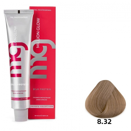 8.32 Светл блонд золот перлам Крем-краска для волос TNL Million glow Private collection Silk protein