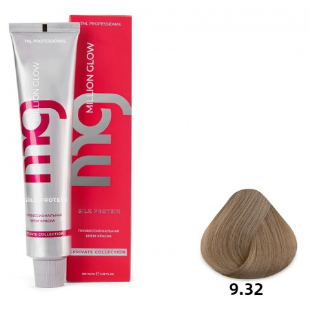 9.32 Оч светл бло золот перла Крем-краска для волос TNL Million glow Private collection Silk protein